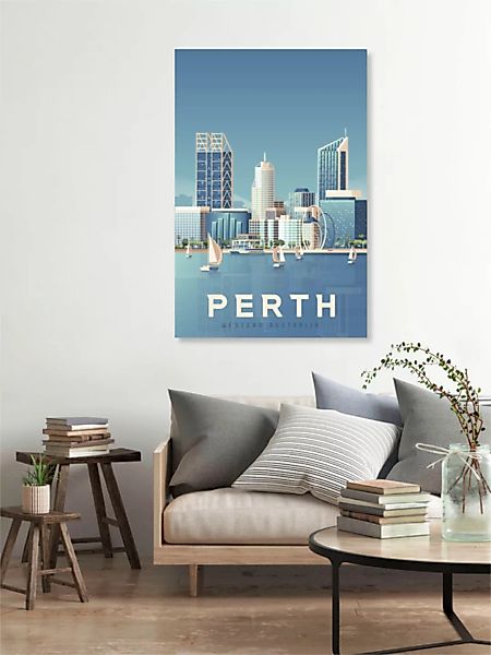 Poster / Leinwandbild - Perth Vintage Travel Wandbild günstig online kaufen