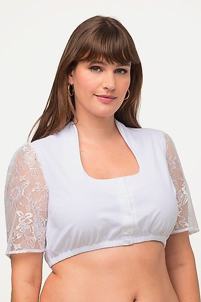 Ulla Popken Longbluse Dirndlbluse Stehkragen Carree-Ausschnitt günstig online kaufen