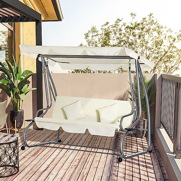 Outsunny Hollywoodschaukelstuhl 3-Sitzer, 200 x 120 x 164 cm, mit verstellb günstig online kaufen