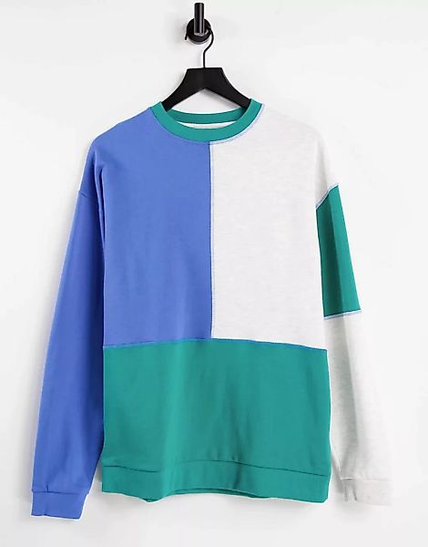 ASOS DESIGN – Oversize-Sweatshirt mit Blockfarbendesign und Nahtdetail-Mehr günstig online kaufen