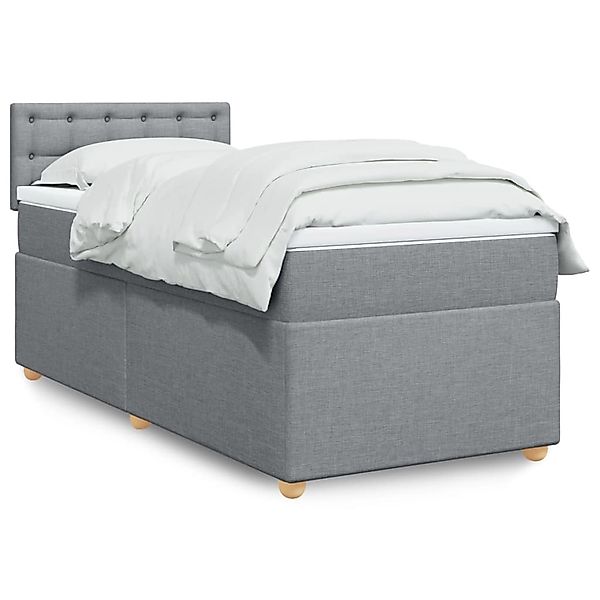 vidaXL Boxspringbett mit Matratze Hellgrau 90x190 cm Stoff 3288849 günstig online kaufen