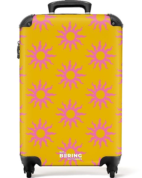 NoBoringSuitcases.com© Hartschalen-Trolley Gelb mit rosa Sonnen günstig online kaufen