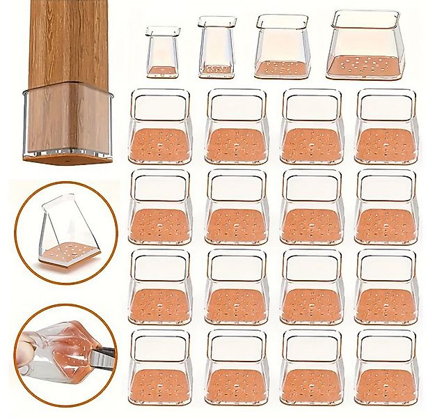 Coonoor Möbelfuß Stuhlbeinkappen Eckig,10 Stück Stuhlbeinschoner Stuhlhusse günstig online kaufen