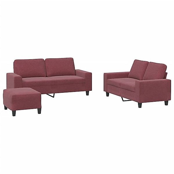 vidaXL Sofa 3-tlg. Sofagarnitur Weinrot Stoff günstig online kaufen