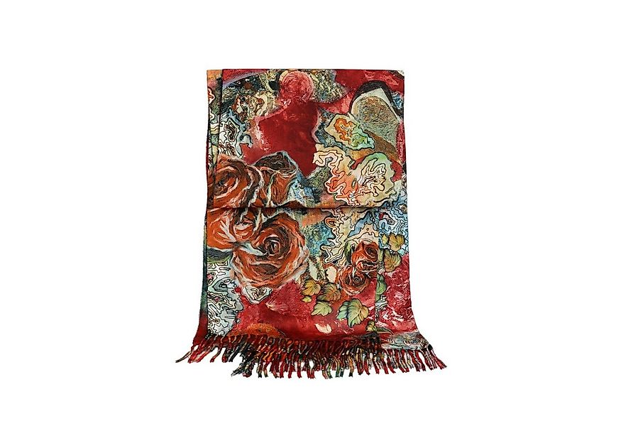 ZEBRO Modeschal Schal, mit Fransen / Tuch / Blumenmuster / Modetuch günstig online kaufen