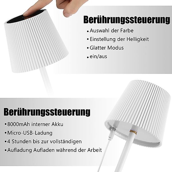 WILGOON LED Tischleuchte Tischlampe Kabellos,LED Touch-Dimmbare günstig online kaufen