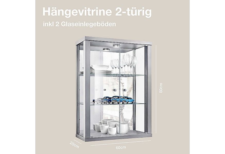 K-Möbel Hängevitrine C1013 (Glasvitrine (80x60x25 cm) mit 2 Glastüren) günstig online kaufen