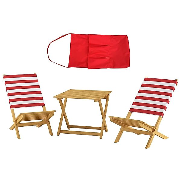 Erst-Holz Klappstuhl Strandstuhl Anglerstuhl Gartenstuhl mit Rot-Weißem Bez günstig online kaufen