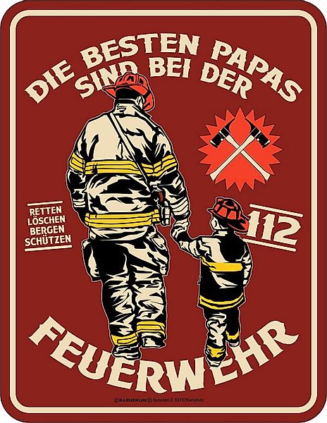 Metallschild Bester Papa - Fun-Schilder - Feuerwehr günstig online kaufen