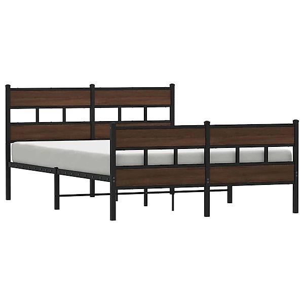 vidaXL Metallbett ohne Matratze Braun Eichen-Optik 160x200 cm 3308477 günstig online kaufen