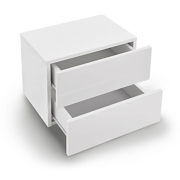 Juskys Wandschrank Nachttisch 40x29x30 cm mit 2 Schubladen Weiß günstig online kaufen