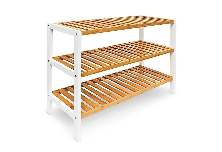 relaxdays Schuhregal Bambus 3 Ablagen braun weiß günstig online kaufen
