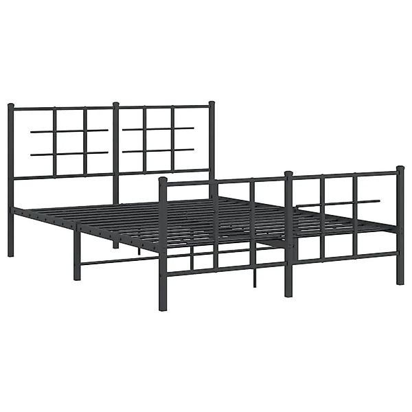 vidaXL Bettgestell mit Kopf- und Fußteil Metall Schwarz 140x190 cm 355579 günstig online kaufen