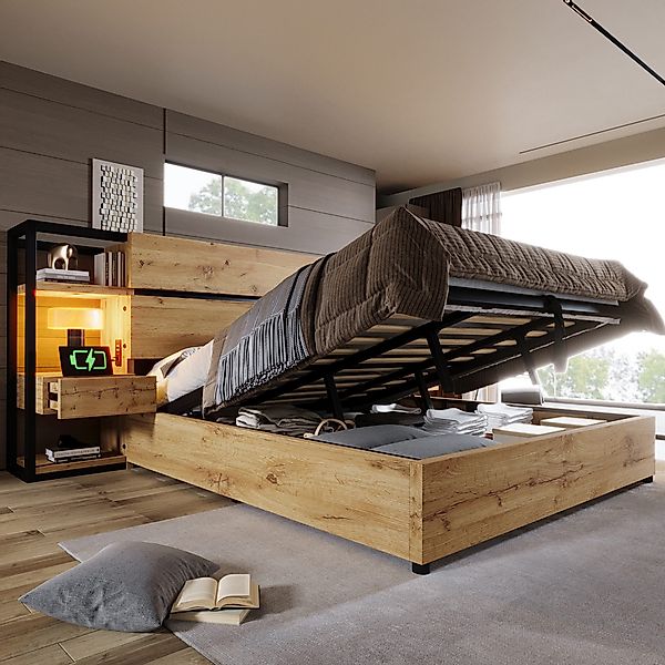 HAUSS SPOLE Holzbett 180×200cm Stauraum-Kopfteil mit günstig online kaufen