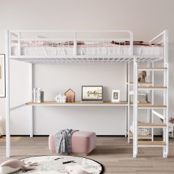 Merax Hochbett (1-St., Metallbett Einzelbett für günstig online kaufen