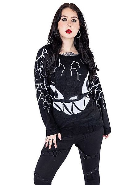 Heartless Strickpullover Sinister Grin Strickpulli Gothic Katze Punk Grinse günstig online kaufen