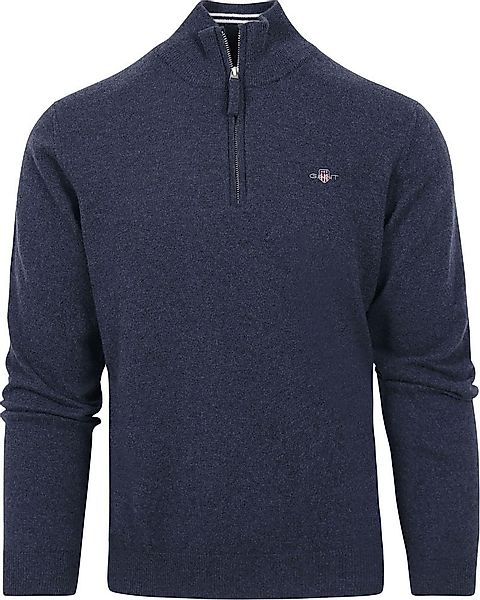 Gant Halfzip-Wollpullover Melange Blau - Größe XXL günstig online kaufen