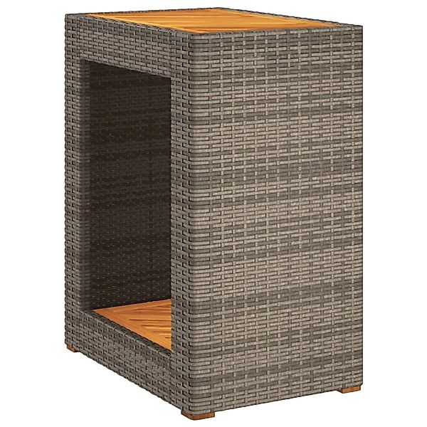 vidaXL Garten-Beistelltisch mit Holzplatte Grau 60x40x75cm Poly Rattan 3663 günstig online kaufen