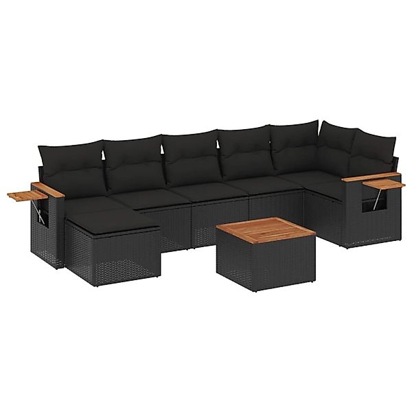 vidaXL 8-Tlg Garten-Sofagarnitur mit Kissen Schwarz Poly Rattan 3227035 günstig online kaufen