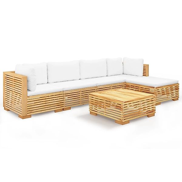 vidaXL 6-tlg Garten-Lounge-Set mit Kissen Massivholz Teak Modell 10 günstig online kaufen