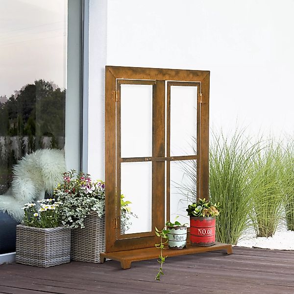Outsunny Fenster Eisenfenster Edelrost Sprossenfenster 55 günstig online kaufen