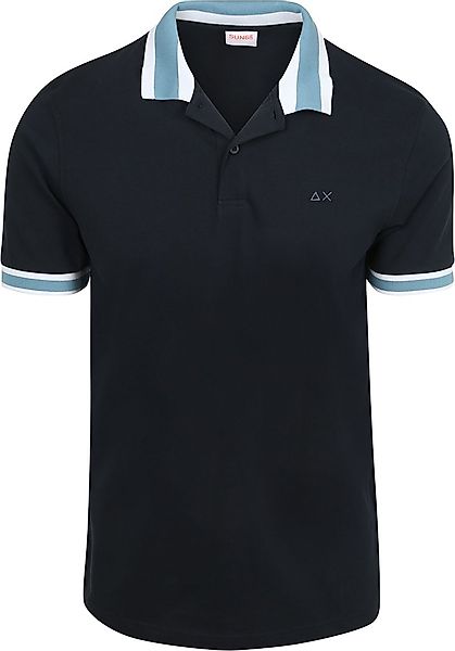 Sun68 Poloshirt Multistripes Collar Navy  - Größe XL günstig online kaufen