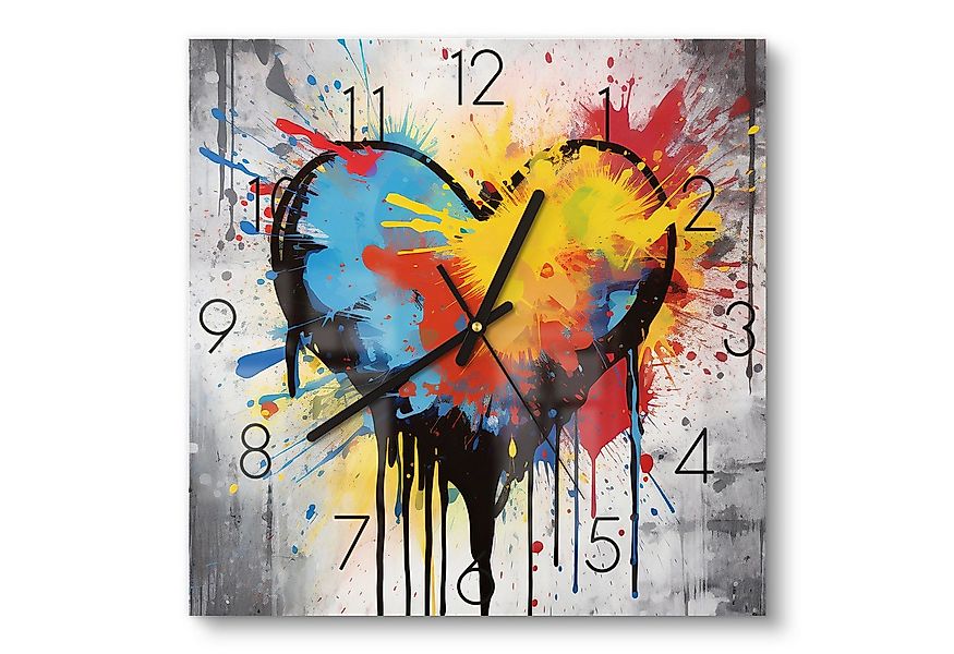 DEQOART Wanduhr 'Leuchtende Liebesfreude' (Glas Glasuhr modern Wand Uhr Des günstig online kaufen