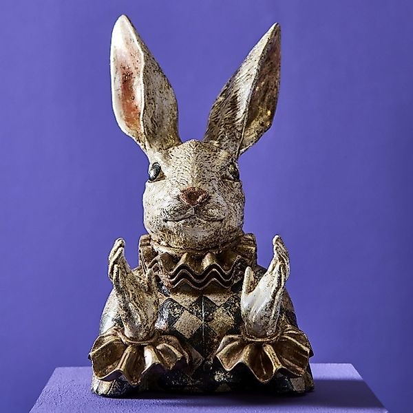 Hasenbüste Osterdeko creme/gold/schwarz – Dekofigur Henrilein günstig online kaufen
