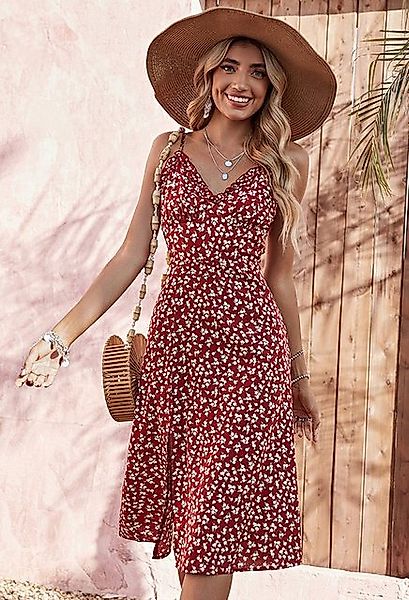 SEGUEN Sommerkleid Sommerliches sexy Strapskleid mit schmalem Schlitz für D günstig online kaufen