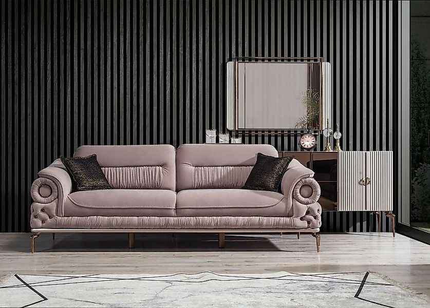 JVmoebel 3-Sitzer Stilvoller 3-Sitzer Wohnzimmer Rosa Luxus Couch Sitzmöbel günstig online kaufen