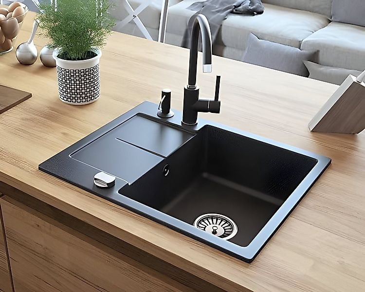 KOLMAN Küchenspüle Elza Set Granitspüle und Spültischarmatur, Rechteckig, 4 günstig online kaufen