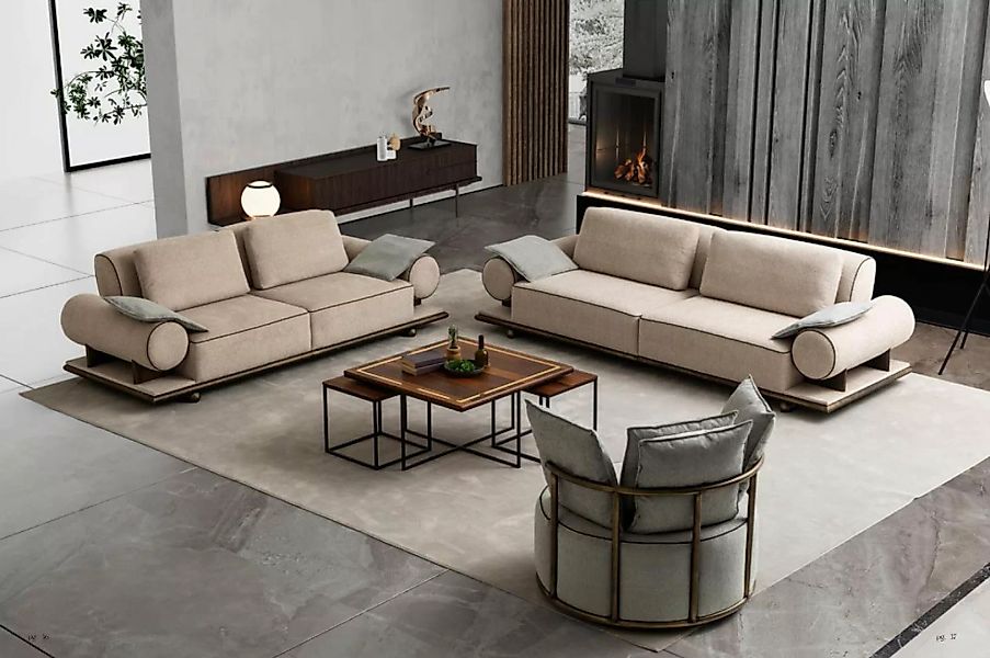 JVmoebel Sofa Luxus Sofagarnitur Sofa Garnitur Sofas 4 3 1 Sitzer Stoff 3tl günstig online kaufen