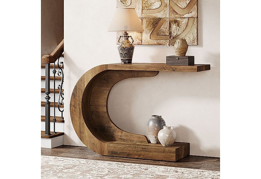 Tribesigns Konsolentisch Holz C-förmiger Flurtisch, 110 x 35cm Beistelltisc günstig online kaufen