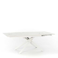 Design Ausziehtisch in Weiß und Hellgrau Mikado Fußgestell günstig online kaufen