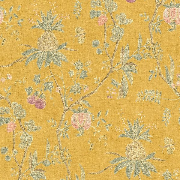 PROFHOME 367194-GU Blumen Tapete Floral Matt Gelb Grün 0,53 m x 10,05 m 5,3 günstig online kaufen