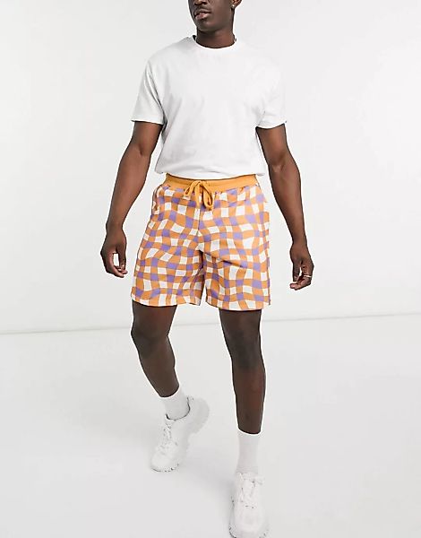 ASOS DESIGN – Oversize-Shorts aus Jersey mit durchgehendem Karomuster, Komb günstig online kaufen