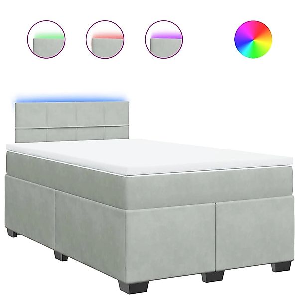 vidaXL Boxspringbett mit Matratze Hellgrau 120x190 cm Samt 3288558 günstig online kaufen