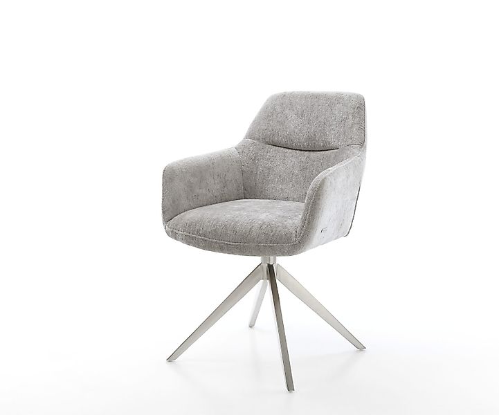 Drehstuhl Pejo-Flex Chenille Silbergrau Kreuzgestell breit Edelstahl 360° d günstig online kaufen