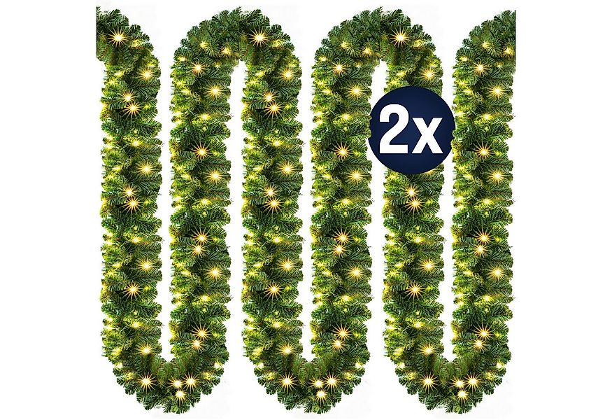 Kunstgirlande, Casaria, Höhe 28 cm, Weihnachtsgirlande 2x 10m 200 LED Warmw günstig online kaufen