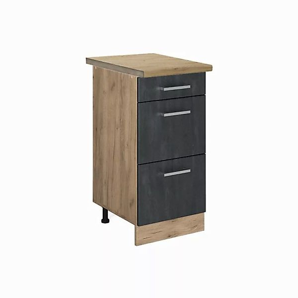 Vicco Unterschrank R-Line, Schwarz Beton/Goldkraft Eiche, 40 cm AP Eiche günstig online kaufen