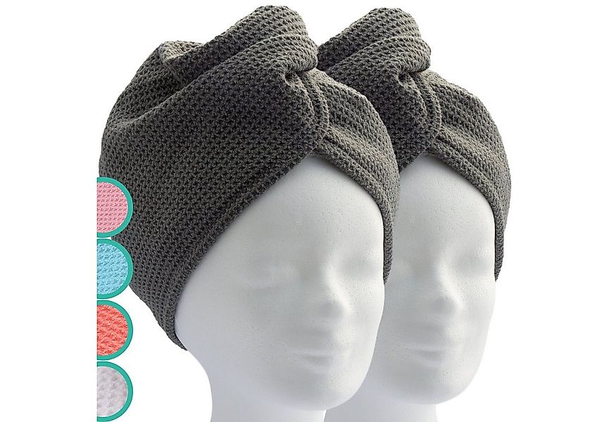 ELEXACARE Turban-Handtuch Haarturban mit Knopf, Mikrofaser (2-St), Turbanha günstig online kaufen