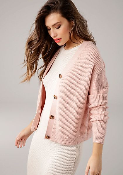 Laura Scott Strickjacke Grobstrick - in modischer Kurzform günstig online kaufen