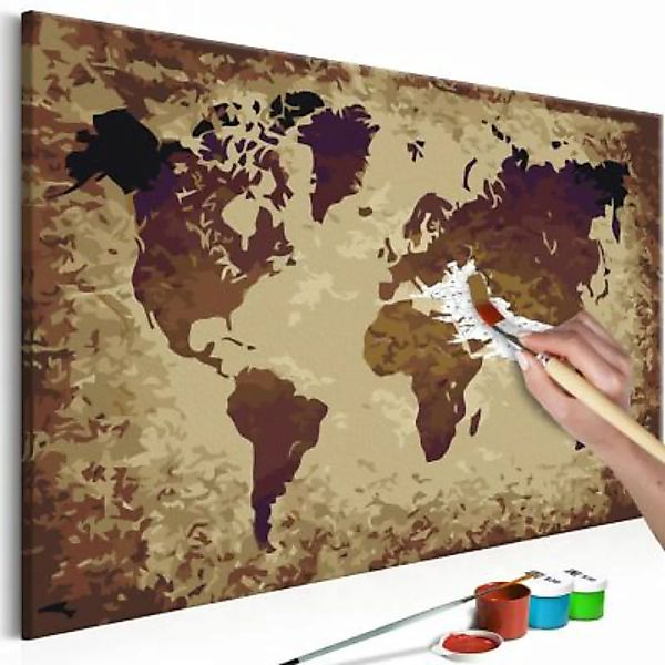 artgeist Malen nach Zahlen Weltkarte (Brauntöne) beige/braun Gr. 60 x 40 günstig online kaufen
