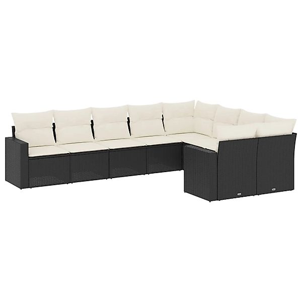 vidaXL 9-Tlg Garten-Sofagarnitur mit Kissen Schwarz Poly Rattan 3219426 günstig online kaufen