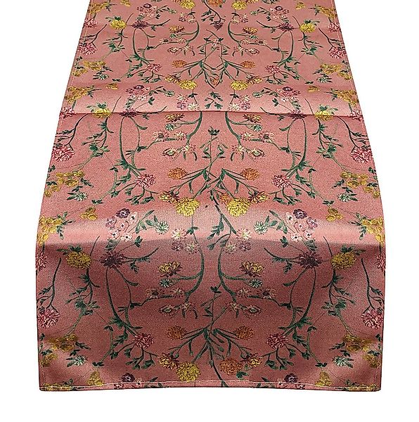 Outdoor Tischläufer Altrosa Blumen Vintage-Stil Tischdecke geblümt 150x34cm günstig online kaufen