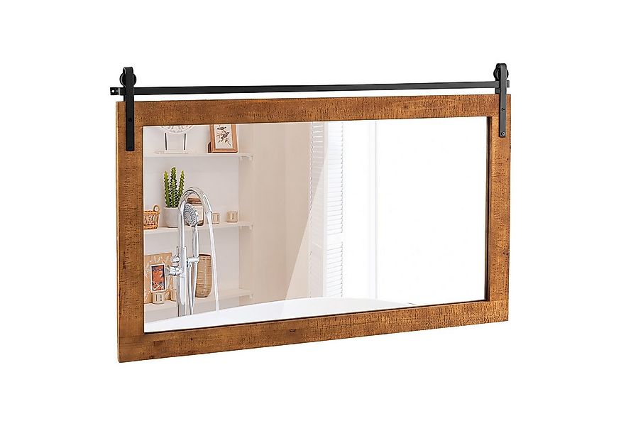 COSTWAY Dekospiegel, Rustikaler Wandspiegel mit Holzrahmen, 100 x 66 cm günstig online kaufen