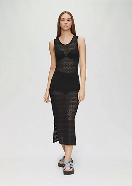 QS Maxikleid Transparentes Feinstrick-Kleid mit Ajourmuster günstig online kaufen