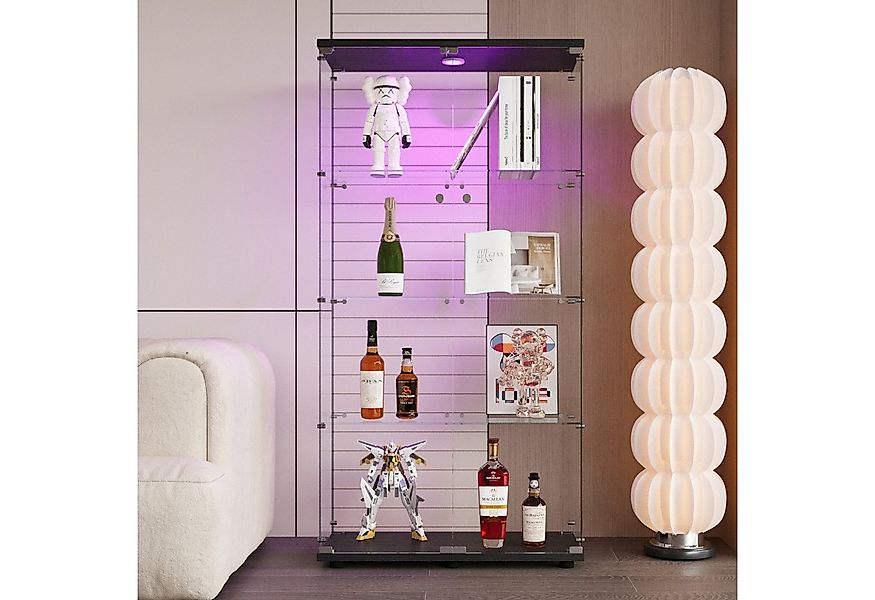 FUROKOY Glasvitrine Standvitrine, Modern Glas Vitrinenschrank (4 Lagen Glas günstig online kaufen