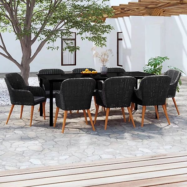 Vidaxl 9-tlg. Garten-essgruppe Mit Auflagen Schwarz günstig online kaufen