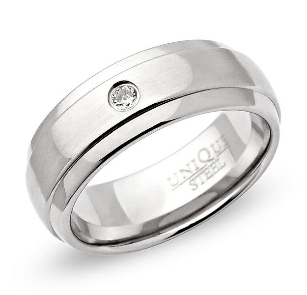 Unique Fingerring Unique Ring Edelstahl matt, polierte Kanten, 7mm, Zirkoni günstig online kaufen